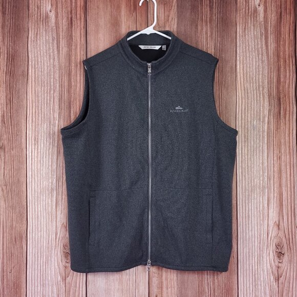 Peter Millar RiverCrest Golf Club Mens Size Large Crown Sweater Fleece Vest Gray - Picture 1 of 15